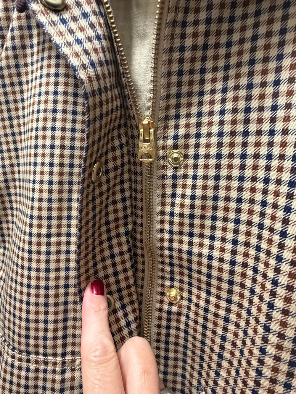 J. Crew Factory Navy/Cream/Brown Cotton Field Jacket Size XS - Picture 6 of 10